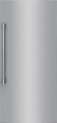 a stainless steel refrigerator with a handle on the door