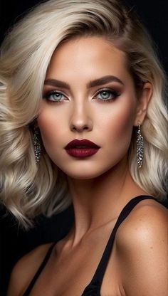 Blonde Hair Red Lips, Dark Red Lips, Hair Dark, Makeup Mistakes, Model Poses Photography, Flawless Face, Make Mistakes, Perfect Makeup, Blonde Beauty