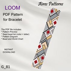 the loom pattern for bracelet is shown with instructions to make it look like an arrow