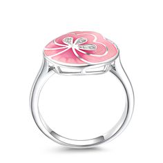 Perfectly captures the romantic allure of a blooming flower with this ring, forged from sterling silver  to exude a contemporary flair. Encrusted with precious white stones as an embodiment of ultra-femininity, elevating your jewellery collection with a sophisticated charm.Carat Weight: 0.21 ctStone Size: 1.2 mmStone Type: Jeulia® StoneNumber of Stones: 14 Stone Shape: RoundStone Color: Diamond WhiteWeight: 4.28 gWidth: 2.4 mmHeight: 5.5 mmThickness: 1.1 mmMaterial: 925 SilverPlating Color: Silver Sweet Ring, White Stone, Pink Love, Blooming Flowers, Anniversary Sale, Quality Jewelry, Love Flowers, Diamond White, Stone Color