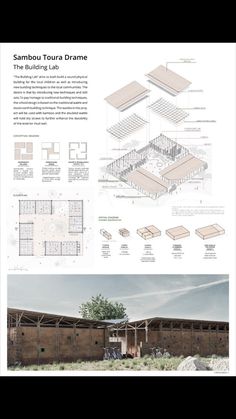 an architectural drawing shows the various sections of a building and how they are used to make it