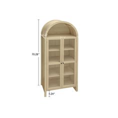 the measurements for a bookcase with two shelves and one door open on each side