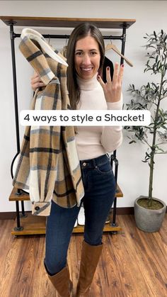 Woolx Merino Wool Clothing on Instagram: "‼️Want to WIN a Shacket‼️ We LOVE ❤️ that the Shacket is SO versatile and can be styled with almost any outfit! Like & comment how YOU would style a Woolx Shacket!! 🍀 We will pick 1 LUCKY winner tomorrow! #shacketstyle #shacketseason #giveaway #styleinspo #womensfashion #newstyle #fallfashion #versatile #staywarm #merinowool #ootd #newcollection #reelitfeelit #instareels #fridayvibes #giveawaytime #loveourcustomers" Hoodie And Shacket Outfit, Shacket Vest Outfit, Women Shacket Outfits, Wool Shacket Outfit, How To Style Shacket Women, Outfit With Shacket, Plaid Shacket With Relaxed Fit For Winter, Classic Winter Shacket With Relaxed Fit, Black And White Shacket Outfit