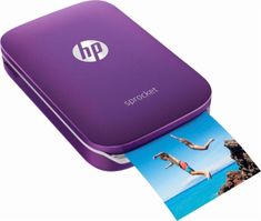 the hp sprocker photo printer is open and ready to print