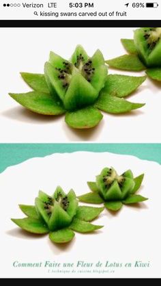 two pictures of slices of kiwi fruit on top of each other