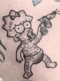 The Simpsons Tattoo, Nerd Tattoo, Birthday Tattoo, Doodle Tattoo, Old School Tattoo Designs, Modern Tattoos, Cartoon Tattoos, Tattoo Flash Art