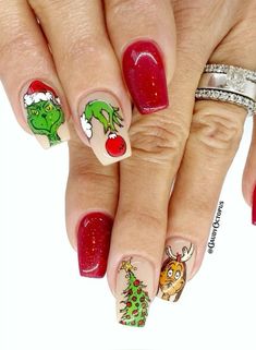 Christmas Tree Nails, Fingernail Designs, Formal Nails, Y2k Nails, Gel Nail Designs