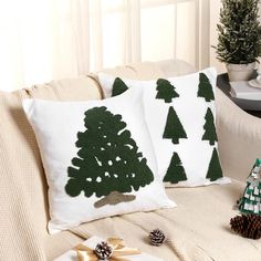 PRICES MAY VARY. Canvas and Regenerated Cotton Set of 4 Christmas Pillow Covers: you'll get 4 packs of 18 x 18 inch Christmas tree pillow covers in 2 styles(no insert), suitable for most regular household pillows, and you can decorative multiple pillows around your house for a harmonized Xmas look Christmas Design for Holiday Cheer: these Christmas pillow cases use fine embroidery craftsmanship and feature fluffy 3D knit woven Xmas tree patterns on the front, which can uplift your living room de Farmhouse Christmas Pillows, Couch Bedroom, Christmas Entryway, Holiday Throw Pillow, 3d Christmas Tree, Fine Embroidery, Couch Pillow Covers, Christmas Tree Pillow, Tree Pillow