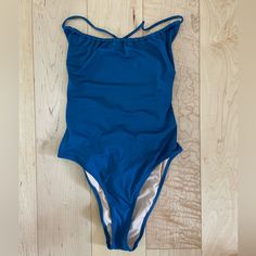 A Pretty Ruched Neckline, Sexy High-Cut Leg And Adjustable Crossback Straps Make This The Perfect Suit For Sun-Soaked Days. Lace Up Back. Pacific Ocean Blue. Fully Lined. Polyamide/Elastane. No Tags But New And Never Worn. Pacific Ocean Blue, Womens Swim, Lace Up, One Piece, Women Shopping, Blue, Color