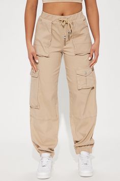 Available In Olive And Khaki. Cargo Jogger Mid Rise Elastic Waist Drawstring Hand & Back Pockets Stretch 98% Cotton 2% Spandex Imported | Giving My All Cargo Jogger Pant in Khaki size Medium by Fashion Nova Cargo Jogger Pants, Khaki Fashion, Cargo Joggers, Jogger Pants, Fashion Nova, Mid Rise, Elastic Waist, Give It To Me, Size Medium