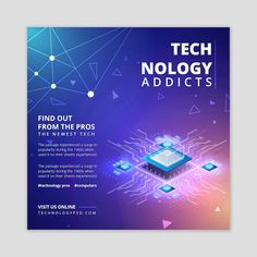 a flyer for tech nologyaddicts with an image of a processor on it