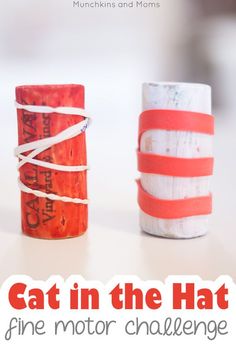 two rolls of tape sitting next to each other with the words cat in the hat on them