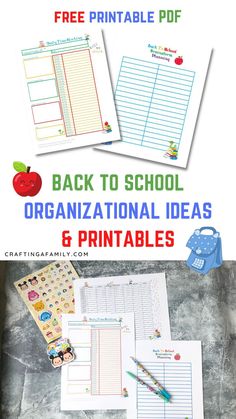 the back to school organization and printables