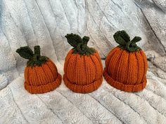 Cozy hand knit baby pumpkin hat/beanie. Newborn - Head circumference 12" 3-6 Months - Head circumference 14" 9-12 Months - Head circumference 16" Pumpkin Hat Knitting Pattern, Pumpkin Knit Hat, Crochet Pumpkin Hat Baby, Pumpkin Baby Hat Knit Pattern, Pumpkin Hats, Baby Pumpkin Hat, Orange Knitted One-size Hat, Baby Pumpkin, Pumpkin Hat