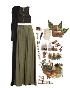 Green Witch Outfit, Look Hippie Chic, Witchy Outfits, Look Grunge, Core Cottage, Mode Hippie, House Cottage, Cottagecore Outfits, Earthy Outfits