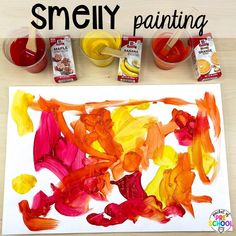 an art project for kids to do with watercolors and food coloring, including bananas