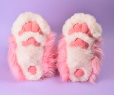 Adorable oversized sockpaws in bubblegum pink and baby pink. The paws are made from a mix of high quality long faux fur and short faux fur. The paw pads are made from soft minky fabric. The inside is lined with a soft wellness fleece. Fits approx. up to shoe size EU 42/US women's 10/US men's 8.5/27 cm. Material: Outer fabric:  80% Acrylic, 20% Polyester Lining: 100% Cotton Filling: 100% Polyester Pattern by Fursmoothie Kawaii Fursuit, Fursuit Partial, Paw Socks, Paws Socks, Pink Kawaii, Paw Pads, Costume Cosplay, Minky Fabric, Pink Baby