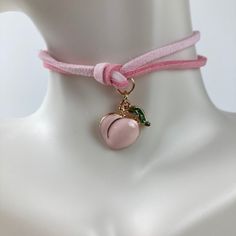 Handmade Pink Polyester Choker & Necklace With Peach Charm Pendant Charm Jewelry 2pcs. Material: Polyester + Alloy + Iron Design: Mother & Child Choker Necklace. Eco-Friendly: Nickel Free Lead Free Pink Choker Necklace, Peach Necklace, Whimsical Necklace, Sand Dollar Necklace, Pink Choker, Iron Design, Dragonfly Necklace, Mother Child, Wooden Necklace