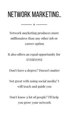 a white poster with the words network marketing