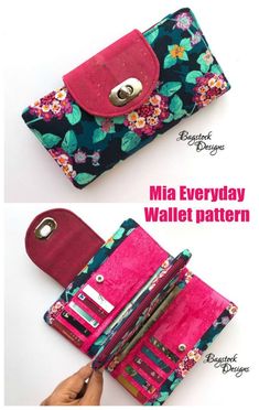 an image of a wallet with flowers on it and the words mia everyday wallet pattern