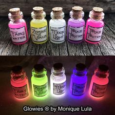 Mini Bottles Necklace, Mini Glass Bottle Necklace, Witch Potion Necklace, Potion Display, Glowing Potion, Glowing Fairy, Potion Bottle Necklace, Resin Idea, Monique Lula