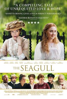 the seagull movie poster with two women and one man sitting on a bench