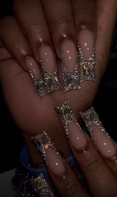 Sliver Nails, Nail Designs Bling, Prom Nails Silver, Prom Nail, Nails Silver, Senior Prom Dresses, Colored Acrylic Nails, Prom 2024, Prom Inspo