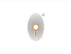 a fingerprint with an orange circle on it and the word's logo above it