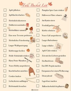 the fall bucket list is filled with things to do