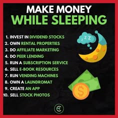 a poster with the words make money while sleeping