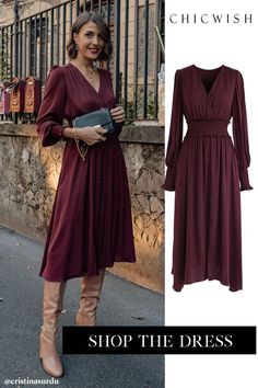 Free Shipping & Easy Return. Up to 30% Off. Satin Button Down Wrap Midi Dress in Wine. @cristinasurdu#outfit #clothing #fashion #casualoutfit #outfitidea #datingoutfit #dress #partydress Chicwish Outfits, Wedding Guest Outfit Summer Casual, Led Dress, Summer Wedding Outfits, Fashion Buyer, Wedding Guest Outfit Summer, Wrap Midi Dress, Picture Outfits, Mecca