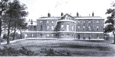 an old drawing of a large brick building