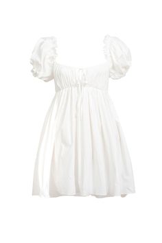 Angel Forever Dress, White Angel Sleeve Dress, Simple White Dress Puff Sleeve, White Mini Smock Dress, Dress Png, Float Dress, White Babydoll Dress, Late Evening, Frilly Dresses