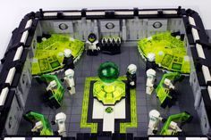 a lego set with green and white furniture