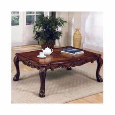 Dresden Coffee Table, Cherry Oak - BM148330 Traditional Coffee Table, Mirrored End Table, Oak Coffee Table, Acme Furniture, Wood End Tables, Solid Wood Table, Brown Coffee, Coffee Table Wayfair, Living Room Set