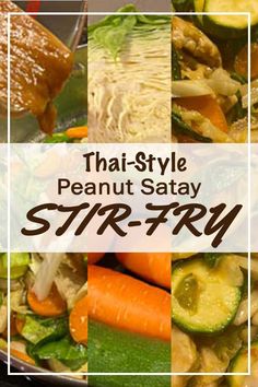 thai style peanut satay stir fry with carrots, zucchini and cucumbers