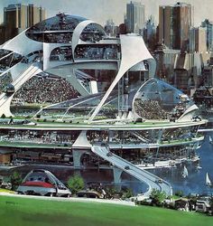 an image of a futuristic city with lots of cars