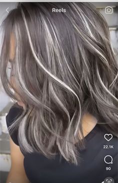 Brown Hair With Silver Highlights, Grey Hair Transformation, Ash Blonde Hair Colour, Grey Hair Inspiration, Silver Highlights, Silver Hair Color, Blending Gray Hair, Ash Blonde Hair, Gray Hair Highlights