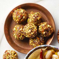 nuts and other food items on a plate