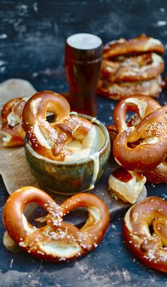 pretzels and other snacks on a table