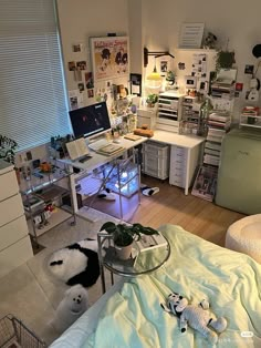 a bedroom with lots of clutter and toys on the floor