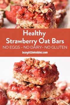 strawberry oat bars stacked on top of each other