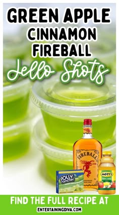 Green Apple Cinnamon Fireball Jello Shots