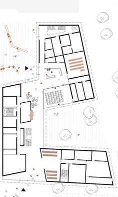 a plan for a building that has been constructed in the shape of a house with several floors