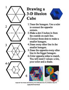 three dimensional cubes are shown with the instructions for how to draw them in it