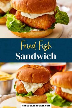 fried fish sandwich with lettuce and mayonnaise