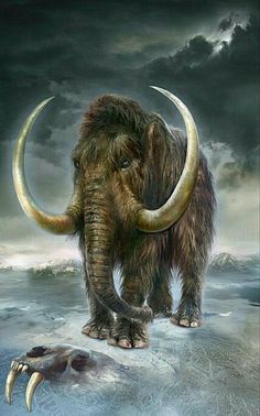 an ice age mammoth standing in the snow