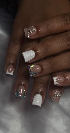 Short Bling Acrylic Nails, Dope Swag Outfits, Acrylic Nail Set, Drip Nails, Colored Acrylic Nails, Girly Acrylic Nails, Work Nails