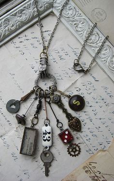 Chatelaine Style Steampunk Necklace by Noble Studios Ltd, via Flickr Altered Art Jewelry, Found Object Jewelry, Steam Punk Jewelry, Junk Jewelry, Style Steampunk, Steampunk Necklace, Repurposed Jewelry, Assemblage Jewelry