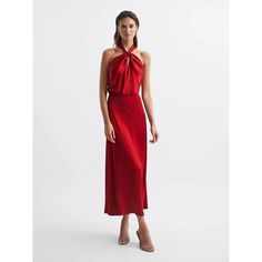 Reiss Lornie Halter Maxi Dress - Size 6 New With Tags Color: Red Msrp: $515.00 The Red Lornie Dress Is Crafted From A Lustrous Satin-Feel Fabrication. It Features A Ruched Halter Neck Design And A Keyhole Opening Across The Front And Back To Accentuate The Frame. From The Waist, The Skirt Drapes Elegantly To A Maxi Length. Ruched Halter Neck Keyhole Front And Back Opening Draped Skirt Maxi Length Zip And Button Closure Regular Fit 99% Viscose, 1% Elastane 16.5" Chest 14" Waist 20" Hips 48" Length Tags: Designer, Nordstrom, Maxi, Midi, Silky, Satin, Cocktail, Party, Valentines Day, Special Occasion, Elegant, Classy, Classic, Sheath, Slip Dress Size: Womens Maxi Dress Red, Long Formal Gowns, High Street Fashion, Silk Dress Long, Halter Maxi Dress, Maxi Dress Online, Halter Maxi, Pleated Maxi Dress, Halter Maxi Dresses